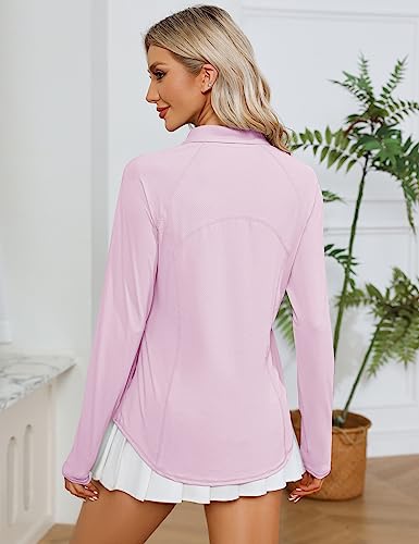 Image of LOMON Women Long Sleeve Shirts Sun Protection 1 /4 Zip Summer Quick Dry Hiking Shirts Quarter Zip Pullover for Women
