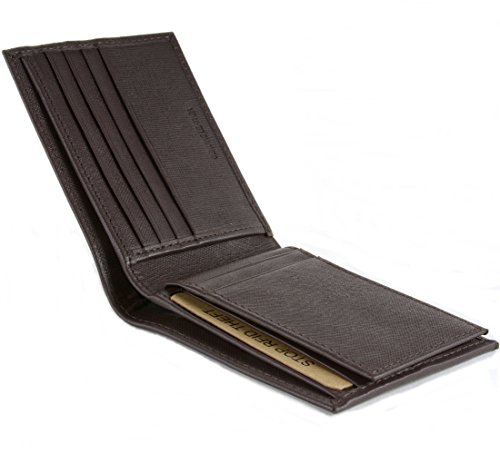 Hammer Anvil Men's RFID Blocking Center Flip Bifold Wallet Crosshatch Brown
