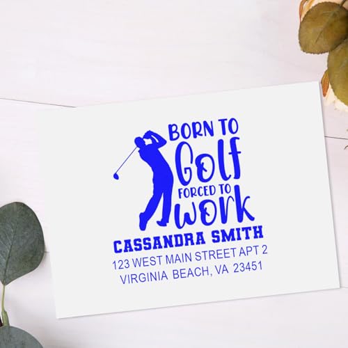 Image of Travel Golf Life Motto Slim Pre-Inked Address Stamp - Square Address Stamp | Portable Address Stamper. Golf Course Stamp. Choice of 5 ink colors. Stores flat. No separate pad needed. Oil-based ink.