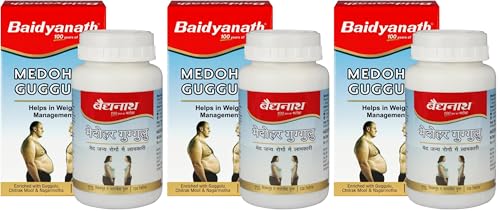 Image of BAIDYANATH AYURVED Medohar Guggulu Tablets, Enriched with Guggulu, Chitrakmool and Nagarmotha- 120 Tab (Pack of 3)