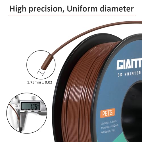 Image of GIANTARM PETG Filament 1.75, 3D Printer Filament PETG 1kg(2.2lb), Toughness Enhanced, Dimensional Accuracy + /-0.02mm, Vacuum Package (Brown)