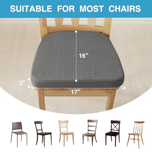 IASEAHK Chair Cushions for Dining Chairs Set of 4, Non Slip Kitchen Chair Pads, 17" x 16" x 2", Indoor Dining Chair Cushions with Ties, D-Shaped Seat Cushions for Kitchen Chairs, Dark Grey by IASEAHK - Used condition - Image 4