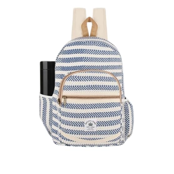 Sic Mundus Handcrafted 100% Hemp Backpack – Multicolor Boho Rucksack for Men & Women | Eco-Friendly, Handwoven College Bag with Front Pocket & Side Pouch | Travel & Casual Use |Blue|-image-38