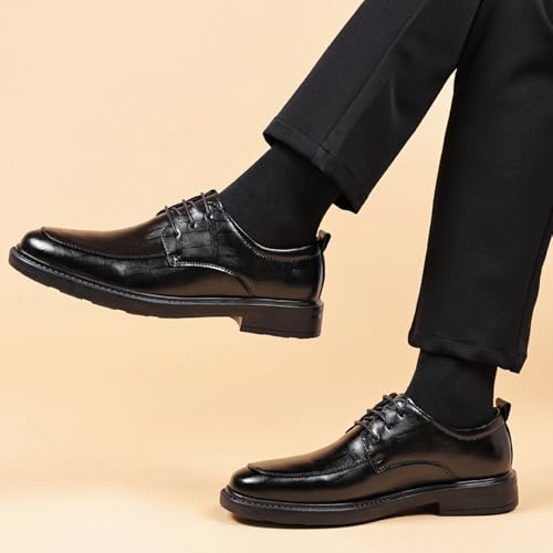 Image of Men's Dress Shoes Casual Oxford Lace-up Fashion Business Formal Shoes Black 44