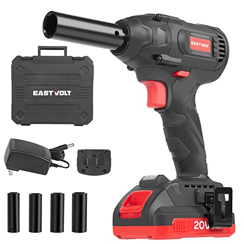 Eastvolt 20V Cordless Impact Wrench Kit: 250 Ft-lbs Torque, 2600 RPM, Fast Charger, LED Light, 4 Sockets, and Belt Clip