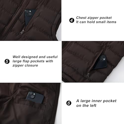 VtuAOL Men's Puffer Vest Outdoor Hooded Padded Vest Softshell Outerwear Vest for Travel Hiking3