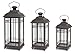 Black Rust Metal and Glass Decorative Lanterns (set of 3)