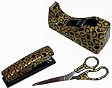 Gold leopard print desk set