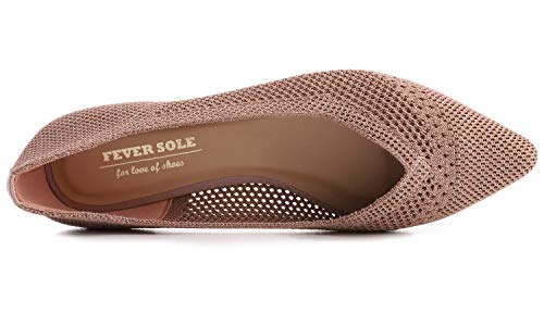 Image of FEVERSOLE Women's Woven Pointy Fashion Cutouts Breathable Knit Flat Shoes