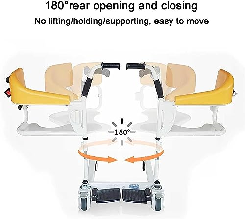TISTIK Hydraulic Patient Transfer Lift Chair w/180° Split Seat for Home Multifunctional Transfer Wheelchair w/Backrest and Potty Adjustable Seat Height Shower Chair