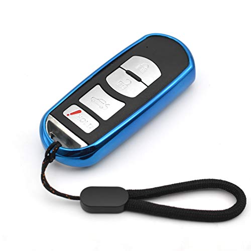 MECHCOS Compatible with Mazda 3 6 CX-3 CX-5 CX-7 CX-9 MX-5 Miata Scion iA Toyota Yaris Smart 2 3 4 Buttons Blue TPU Key Fob Cover Case Remote Holder Skin Protector Keyless Entry Sleeve Accessories
