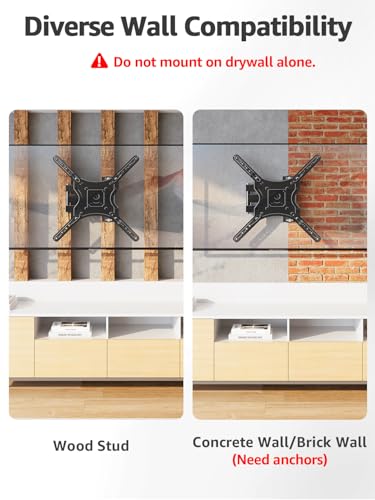 Image of ELIVED Full Motion TV Wall Mount for Most 26-60 Inch TVs, Articulating Arms Swivel and Tilt tv Mount, Wall Mount Brackets Max VESA 400x400, Single Stud Perfect Center Design, Holds Up to 77 lbs.