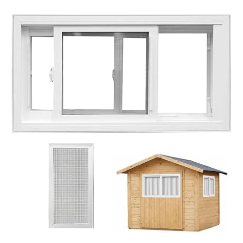 Horizontal Sliding Window, Impact Resistant Glass & Sturdy Structure, Weatherproof Replacement for Basement & Shed, Customizable(W 40" x H 21")