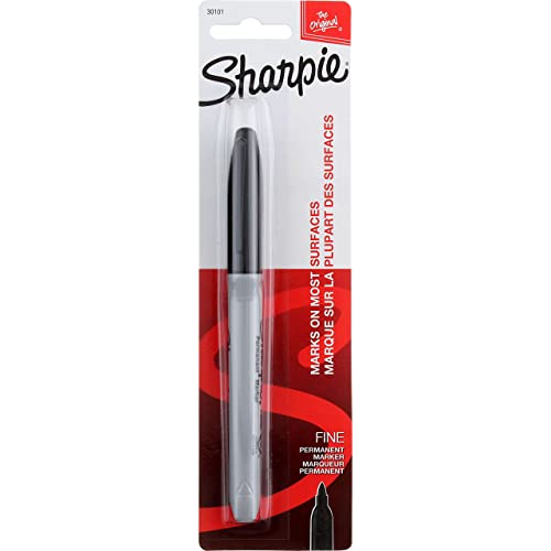 Image of Sharpie 30101 Fine Point Permanent Marker, Marks On Paper and Plastic, Resist Fading and Water, AP Certified, Black Color, Pack of 6