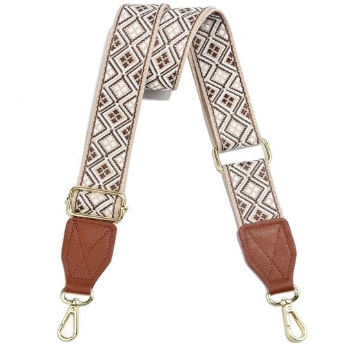 Image of Purse Strap,1.5 inch Leather End Shoulder Strap Adjustable Replacement,Retro Multi-Pattern Crossbody Bag Straps