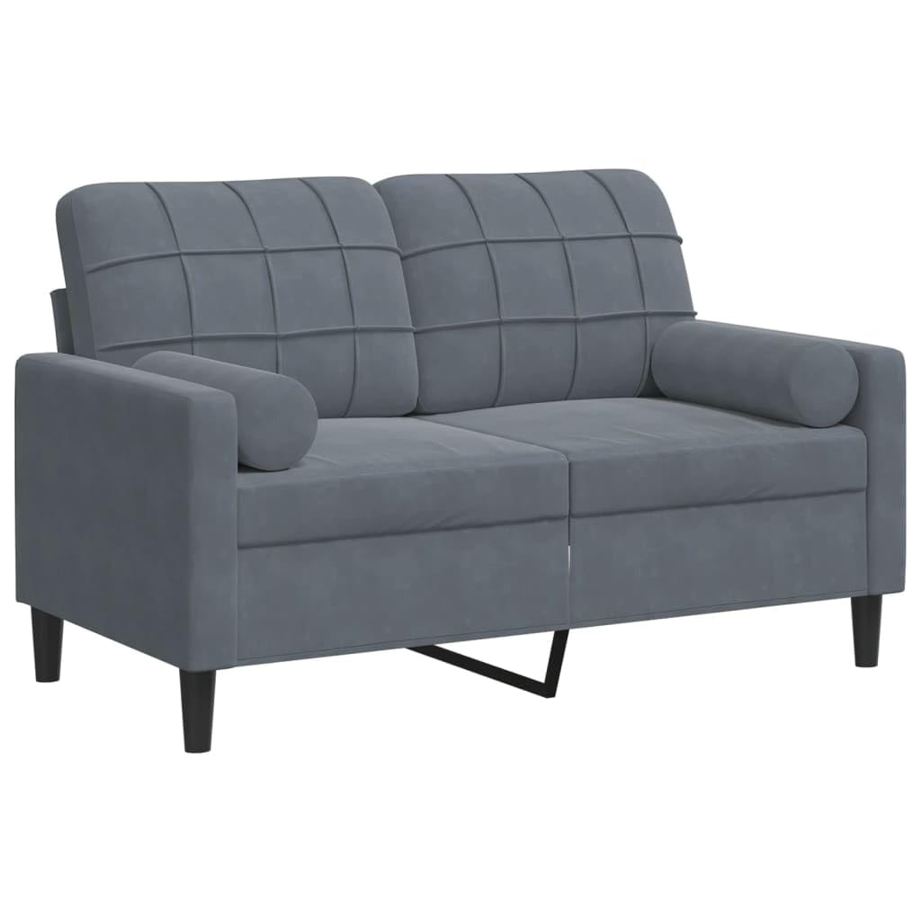 vidaXL Divano a 2 Posti con Cuscini Grigio Scuro 120 cm in Velluto, divano, sofà, divano imbottito, divanetto, poltrona, divano lounge