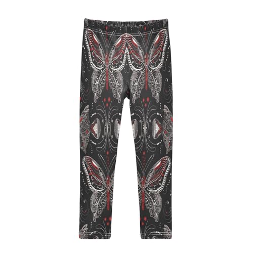 Toddler Girls Leggings Printed Yoga Pants Leggings Grey Red Butterfly for Kids