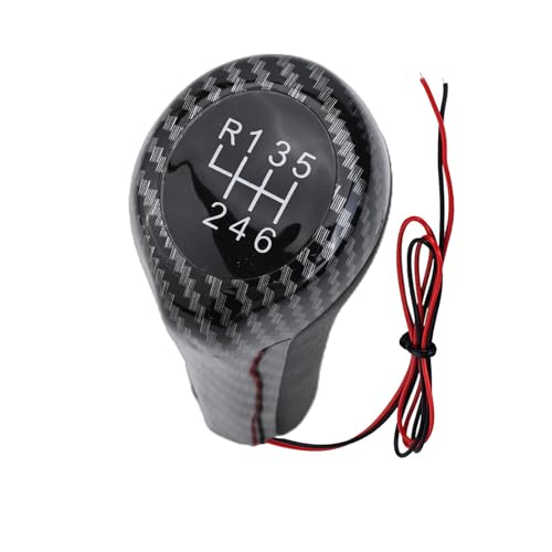 Lecreatekit Pommeau de levier de vitesse LED 5/6 vitesses avec lumière bleue pour BMW E46 E90 E91 E92 pour x1 X3, tête de levier de vitesse style fibre de...