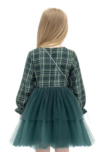 Lilax Toddler Girl's Long Sleeve Plaid Christmas Tutu Skirt Holiday Dress3