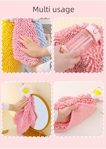 Image of House of Quirk 3 Pack Hand Towels with Hanging Loop | Soft & Absorbent Kitchen Towels | Flower Design Hanging Towels for Bathroom, Hand & Bath Use (Multicolor)