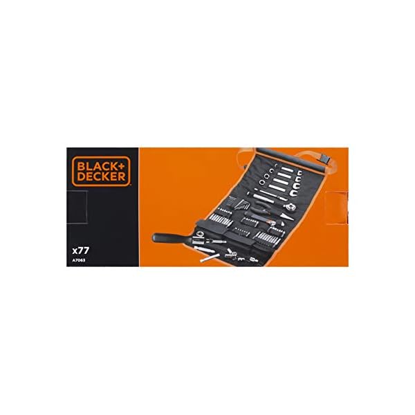 Black+Decker 77-teilig Handliche Roll-Tasche (mit Autowerkzeug-Zubehör) A7063 – Bild 5