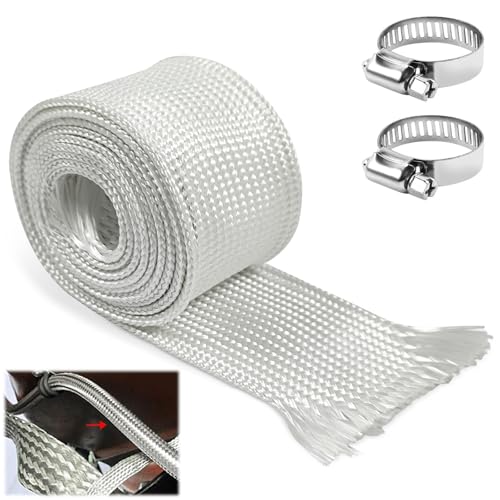 Abgasschlauch Hitzeschutzschlauch 25mm für Stromerzeuger, 200CM Hitzeschutzband für Abgasrohr Standheizung Isolierung Schlauch High TEMP Fiberglass Sleeving für Heizungen Air-Klimaanlage (2m)