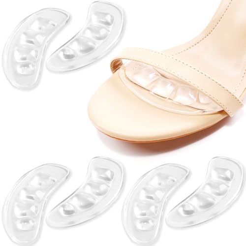 JEYORZY 3 pares almohadillas metatarsianas para mujer, Almohadillas Metatarsales de Gel Antideslizantes para Tacones Altos, Plantillas Auto Invisibles, Reutilizables, Alivio de Dolor en el Antepié