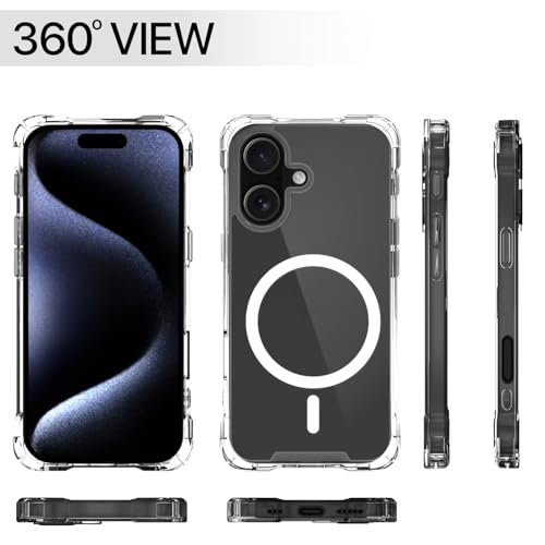 Image of Amazon Basics Back Cover for iPhone 16 Mag-Safe Shockproof PC + TPU Protective Case Magnetic Support Bumper Case (Transparent Mag-Safe)