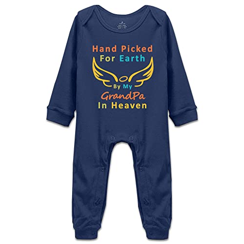 DOQOSESHY Hand Picked for Earth by My Grandpa in Heaven Newborn Infant Baby Rompers Outfit Jumpsuit, 3 Months, Long A-white
