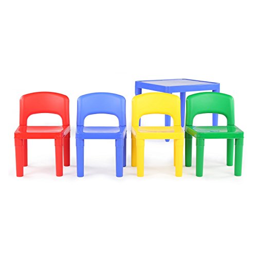 Humble-Crew-Blue-Primary-Kids-Lightweight-Plastic-Table-4-Chairs-Set-Square Humble Crew Blue Primary Kids Lightweight Plastic Table 4 Chairs Set Square