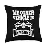 Drone Designs My Other Vehicle is Unmanned Funny Throw Pillow, 18x18, Multicolor