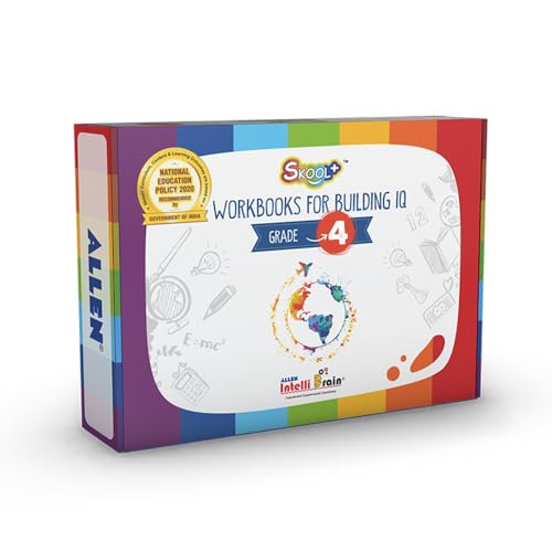 ALLEN Skool Plus- Workbooks for Class 4 for Increasing IQ (Science, Maths, Logical Reasoning, General Knowledge, English) Set of 8 Skill Focused Books for Olympiad Exams