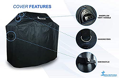 Montana Premium Gas Grill Cover. Innerflow Ventilation Technology, Heavy Duty, Uv, Cold Crack Resistant Waterproof. 5 Years Warranty. 68-Inch, Black #TOP3
