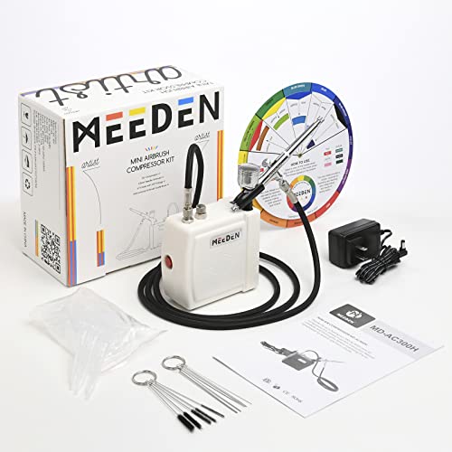 MEEDEN Kit de Compresseur Aerographe: Aerographe Kit Complet Portable - 0.5mm Pistolet Aérographe Portable pour Peinture, Maquillage, Ongles, Tatouages
