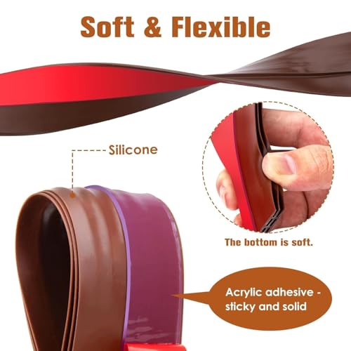 Image of Silicone Door Bottom /Under Gap Filler Rubber Sealing Strip, Door Sealer Strip for Cockroach, Insect and Bugs, Seal Air & Dust (Brown, 39 Inch) (Brown, 39 Inch)