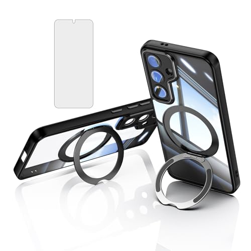 Coque Samsung S24 5G hybride antichoc avec anneau de support intégré et protection écran verre