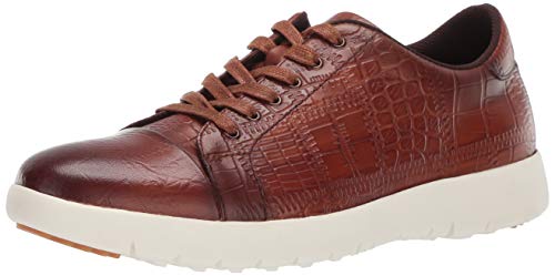 STACY ADAMS Men's Halcyon Exotic-Print Cap-Toe Lace-Up Sneaker, Cognac, 10.5 M US
