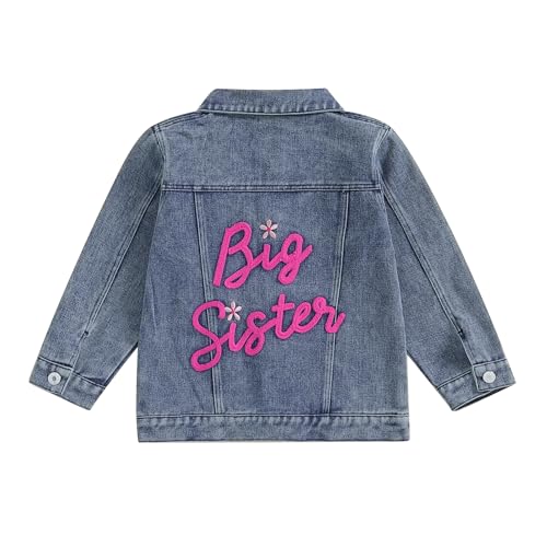 Veste en jean bébé fille brodée Big Sister blouson denim denim
