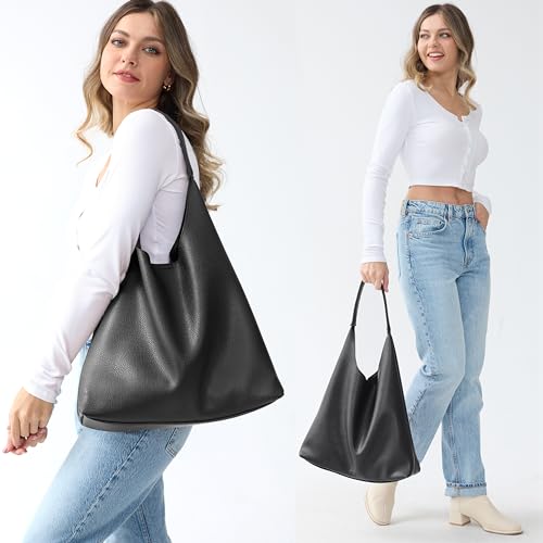 Hobo Bags for Women Soft Vegan Leather Shoulder Handbag Slouchy Tote Purses - Image 3