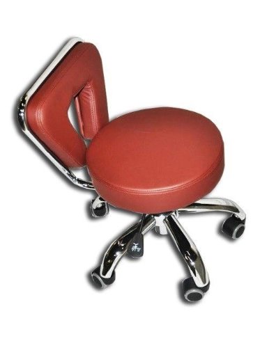 Spa Pedicure Chair Stool for Nail, Hair, Facial Technician (Short, Burgundy)