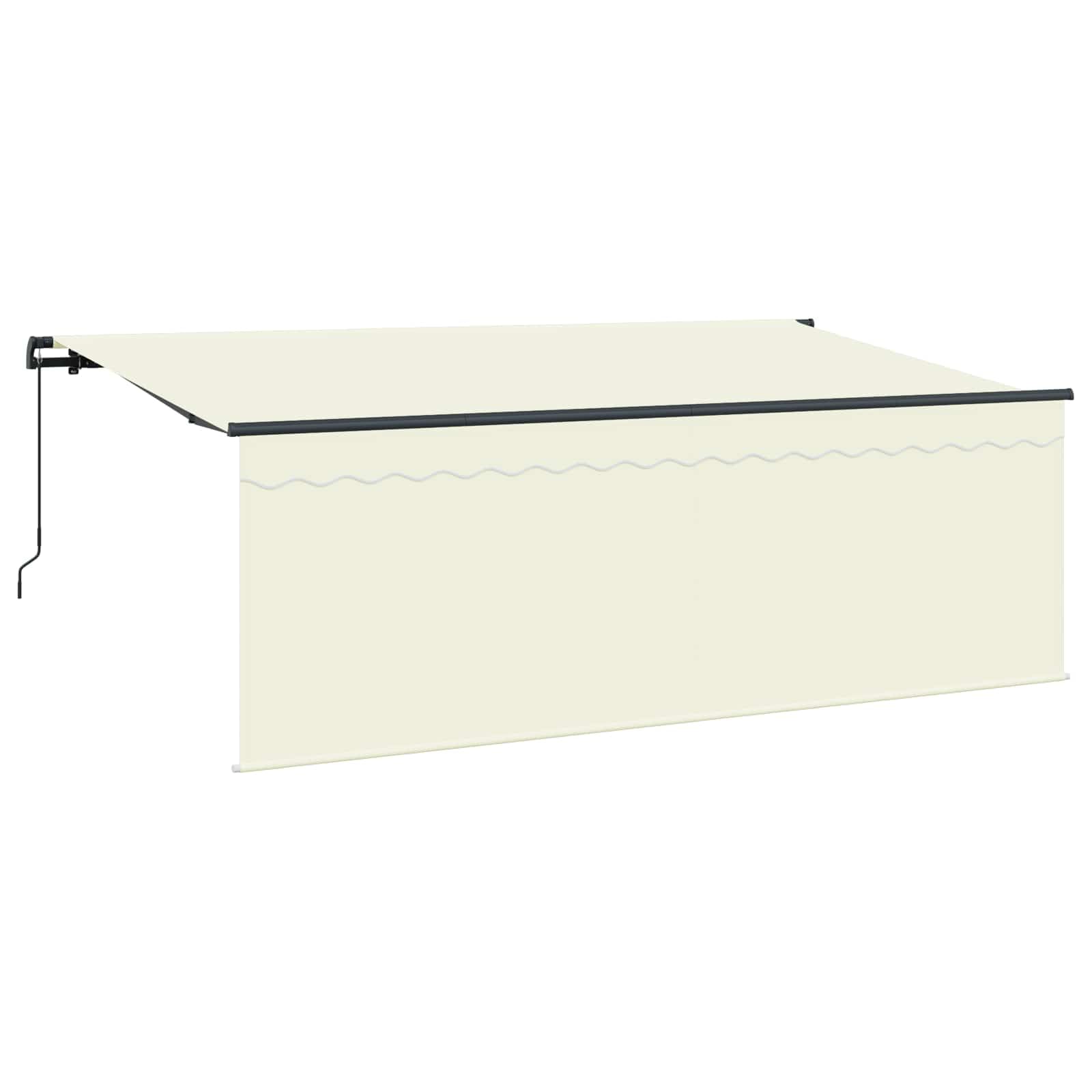 Markiza zwijana kremowa 350x200 cm z poliestru i aluminium do ogrodu i tarasu, zapewniająca cień i prywatność.