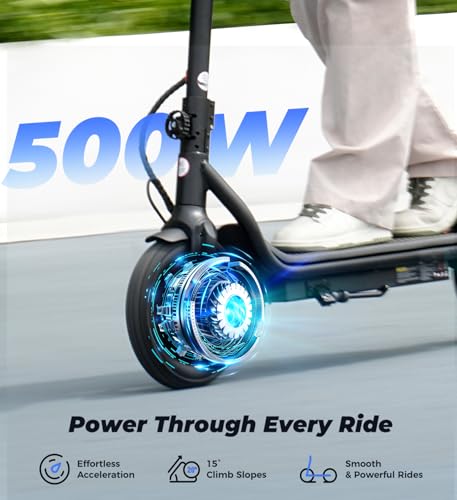 Image of Electric Scooter, 21 /28 Miles Range, 18 /22 /25 MPH Speed Electric Scooter for Adults, 500 /750W Motor, 10 inch /8.5 inch Pneumatic Tires Scooter with Dual Braking, Foldable Escooter for Commuting & Campus Use