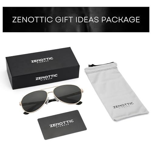 Image of ZENOTTIC Polarized Aviator Sunglasses for Men Carbon Fiber Temple Pilot Sun Glasses with Mirrored Lens UV Protection