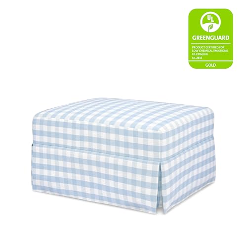 Image of Namesake Crawford Gliding Ottoman in Blue Gingham, Greenguard Gold & CertiPUR-US Certified