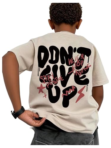 Boy's Letter Graphic T-Shirt Short Sleeve Crew Neck Summer Tee Tops