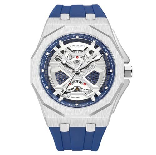 Image of Giordano Automatic Unique Watch for Men with Stainless Steel Case, Silicone Strap, Luxury Design & Water Resistant