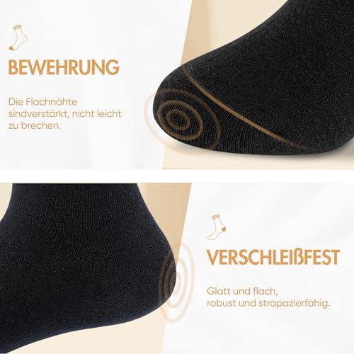 NUOZA Socken Herren 47-49 Schwarz 12 Paar Sportsocken Baumwolle Business Socken Lange Atmungsaktive Socks Schwarze 47-50 Tennissocken Herrensocken Laufsocken Damensocken Männer Dünne Sport 3