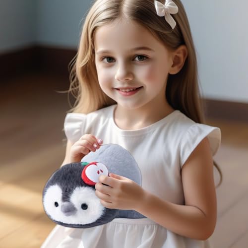 Peluche pingouin en position allongée apaisante et douce - 3