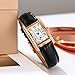 FANMIS Vintage Women's Rectangle Wristwatch Classic Ladies Analog Quartz Watch Ultra-Thin Ladies Bangle Bracelet Watch Female Business Dress Watches with Leather Strap (Black Rose)