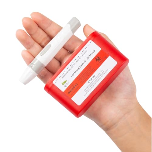 1Pack Portable Sharps Container for Home Use Pocket Travel Sharps Disposal Container Specially Designed for Diabetic Needles and Test Strips Compact Size for Daily Personal Use